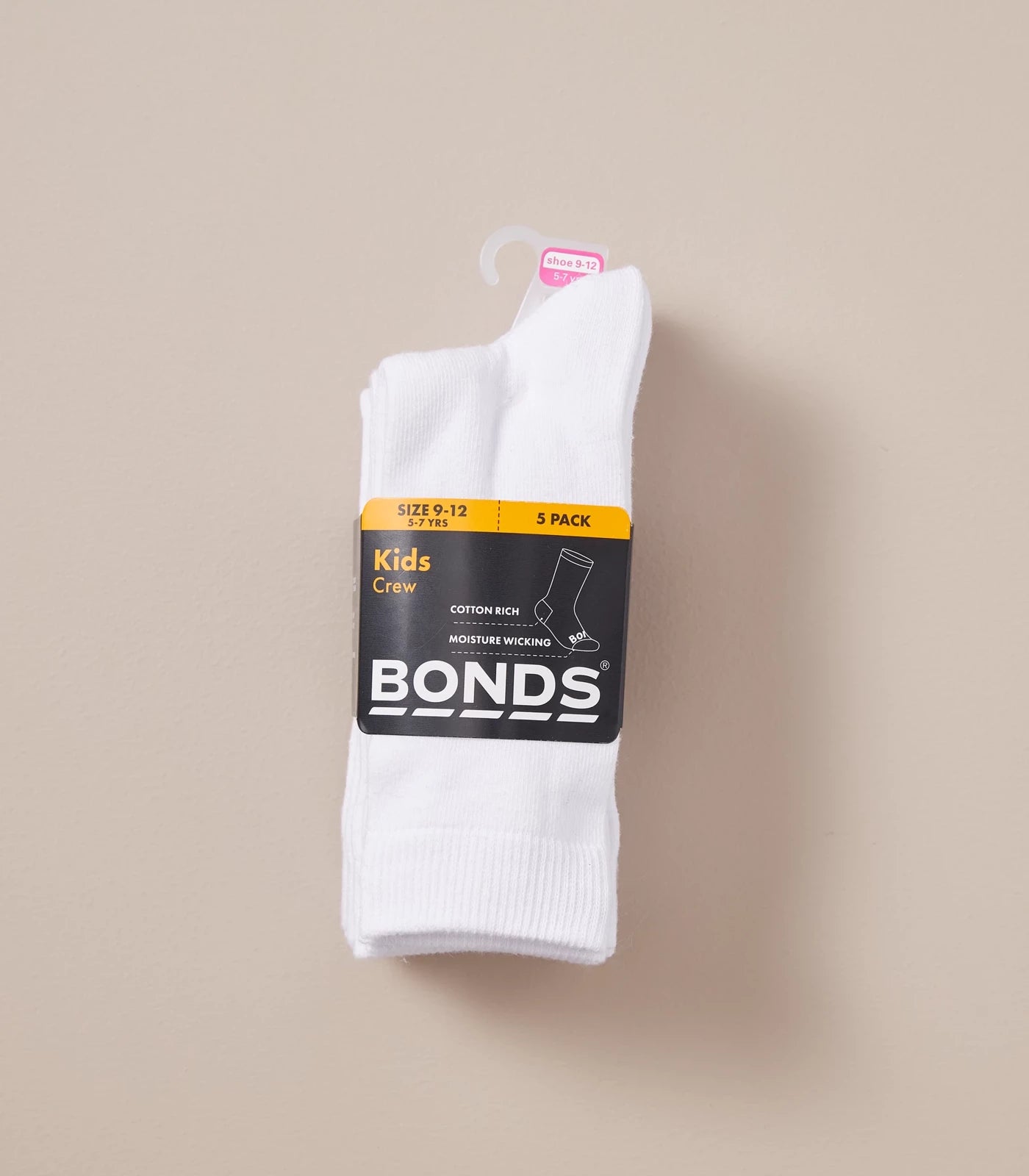 Bonds Kids Crew Socks 5 Pack - White
