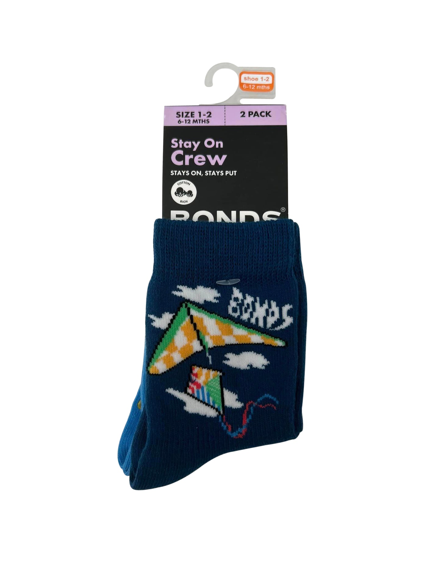 Bonds Stay On Pattern Crew Socks 2 Pack - Dreaming Sky Blue