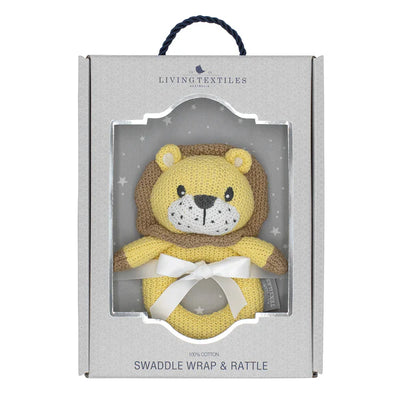 Living Textiles Jersey Swaddle & Rattle Gift Set - Stars/Lion