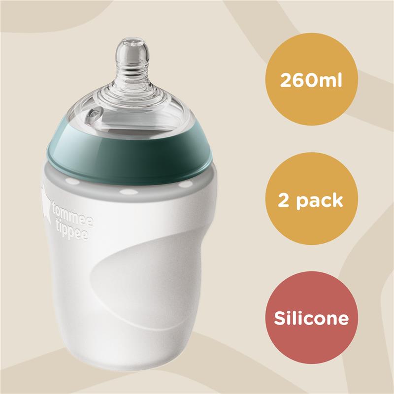 Tommee Tippee Closer to Nature Silicone Bottle 260ml 2 Pack