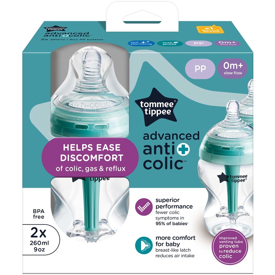 Tommee Tippee Advanced Anti-Colic Baby Bottles 2 Pack 260ml