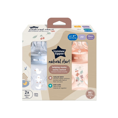 Tommee Tippee Natural Start Baby Bottles Decorated 2 Pack 260ml