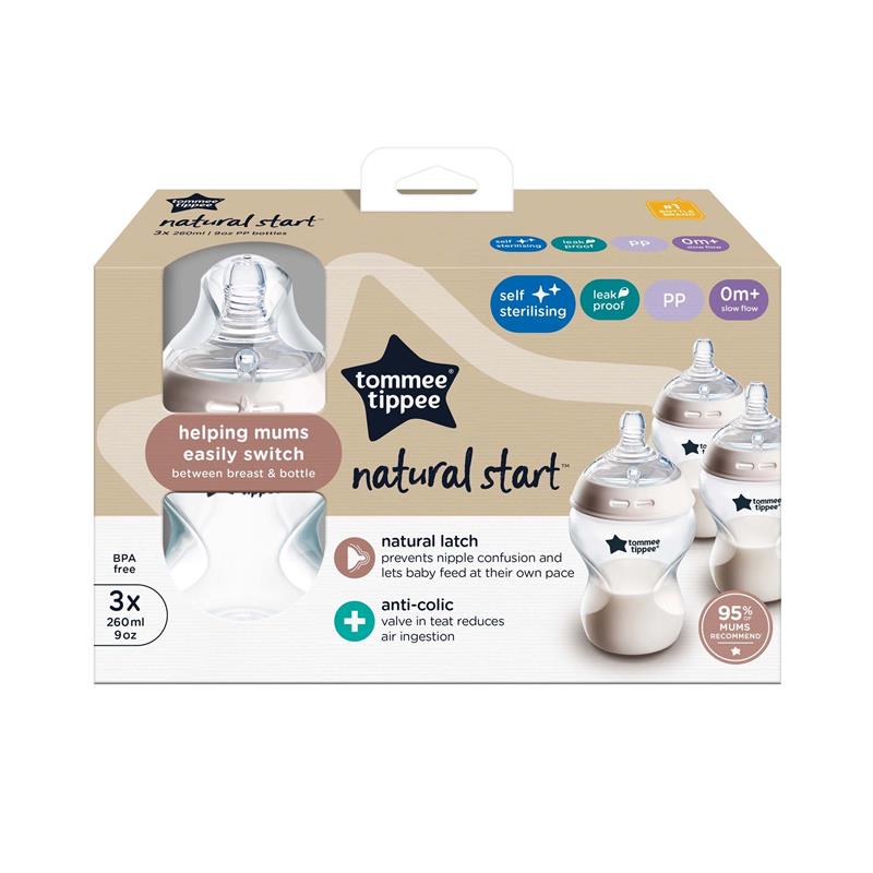 Tommee Tippee Natural Start Baby Bottles 3 Pack 260ml