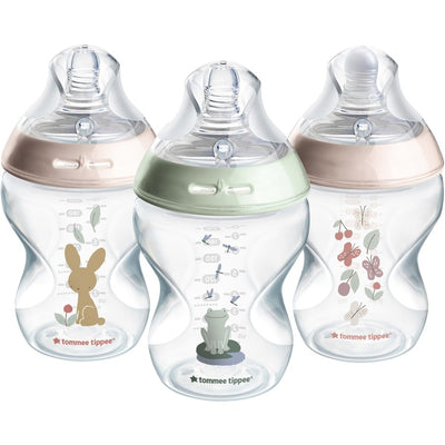 Tommee Tippee Natural Start Baby Bottles Decorated Kind Pink 3 Pack 260ml