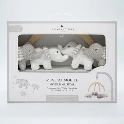 Living Textiles Musical Mobile Set - Watercolour Elephant