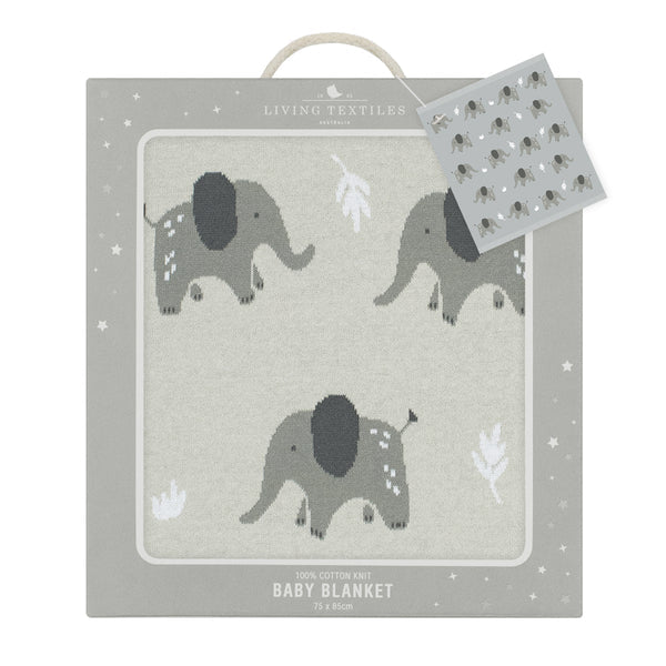 Living Textiles Whimsical Baby Blanket - Elephant/Grey