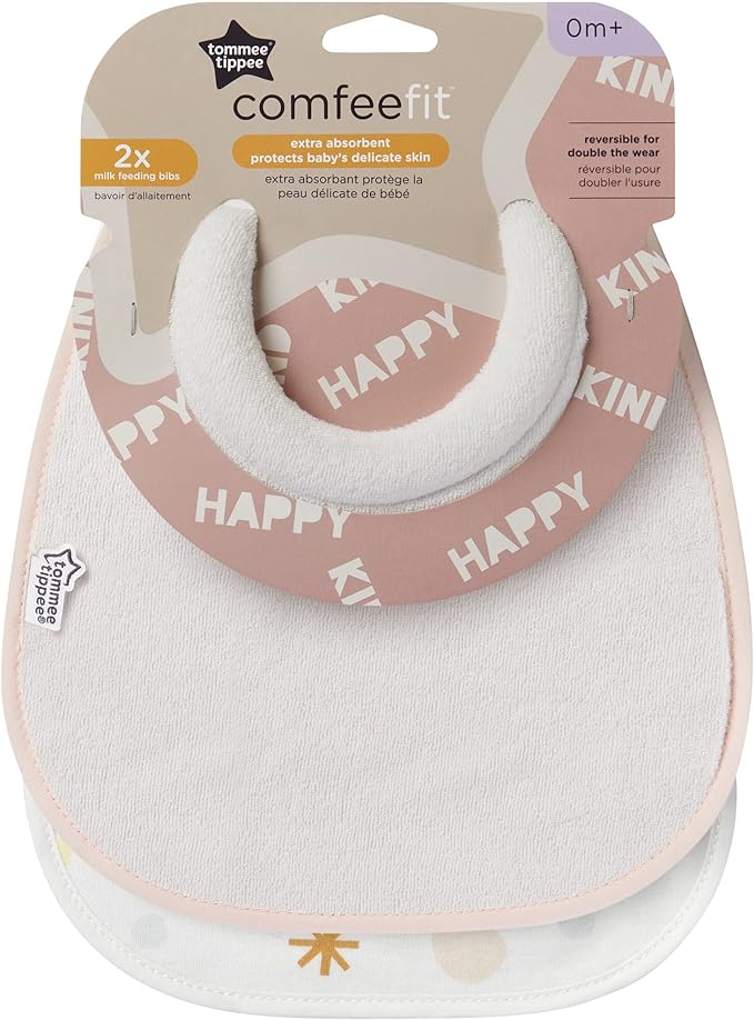 Tommee Tippee Milk Feeding Bib 2 Pack - Soft Pink Pack