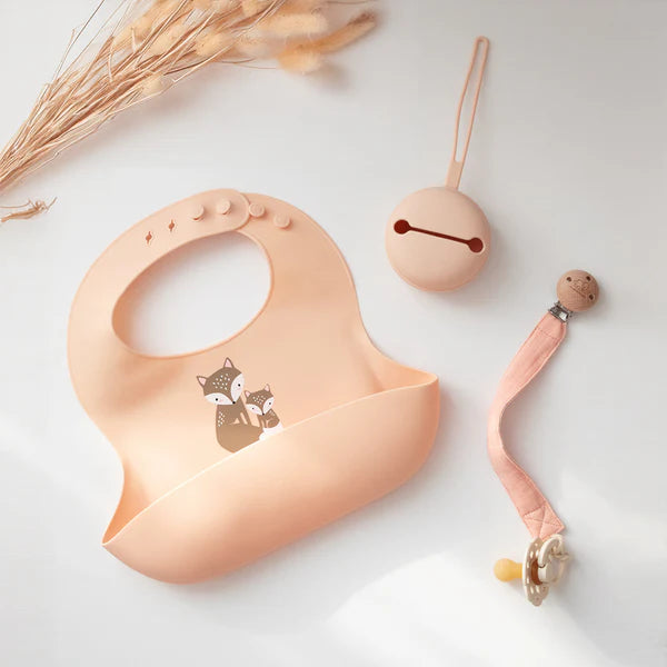 Playground Silicone Bib - Fox/Blush