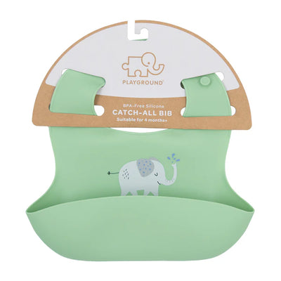 Playground Silicone Bib - Elephant/Sage