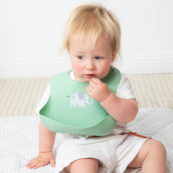 Playground Silicone Bib - Elephant/Sage