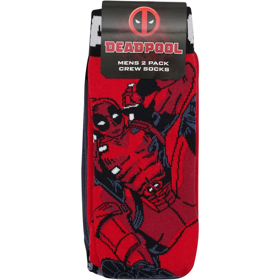 Bonds Men's Marvel Deadpool Crew Socks 2 Pack - Red & Grey