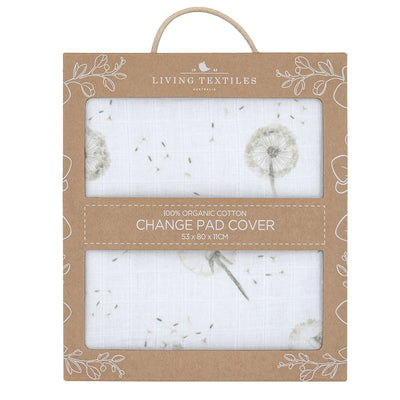 Living Textiles Organic Muslin Change Pad Cover - Dandelion/Grey