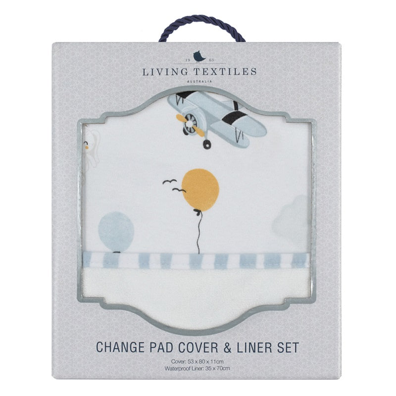 Living Textiles Change Mat Cover and Liner - Up Up & Away