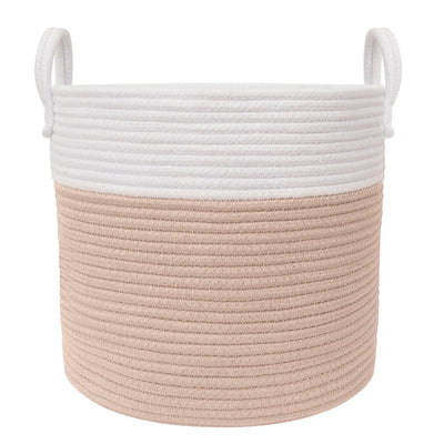 Living Textiles 100% Cotton Rope Hamper Medium - Blush