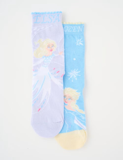 Rio Girls Disney Licenced Frozen Crew Socks 2 Pack - Elsa Snow