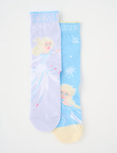 Rio Girls Disney Licenced Frozen Crew Socks 2 Pack - Elsa Snow