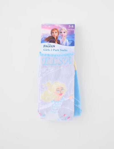 Rio Girls Disney Licenced Frozen Crew Socks 2 Pack - Elsa Snow