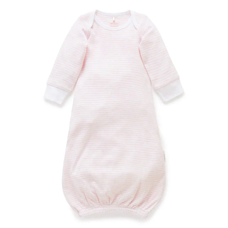 Purebaby Organic Sleepsuit - Pale Pink Melange Stripe