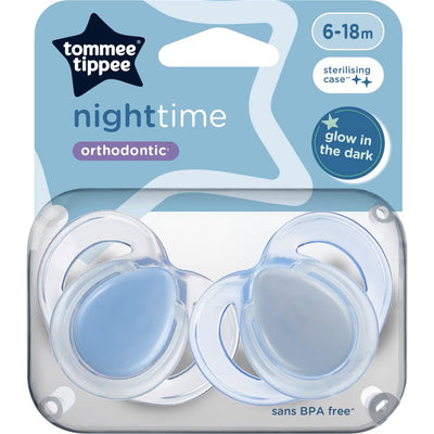 Tommee Tippee Closer To Nature Night Time Soothers 6-18 Months 2 Pack - Blue Pack