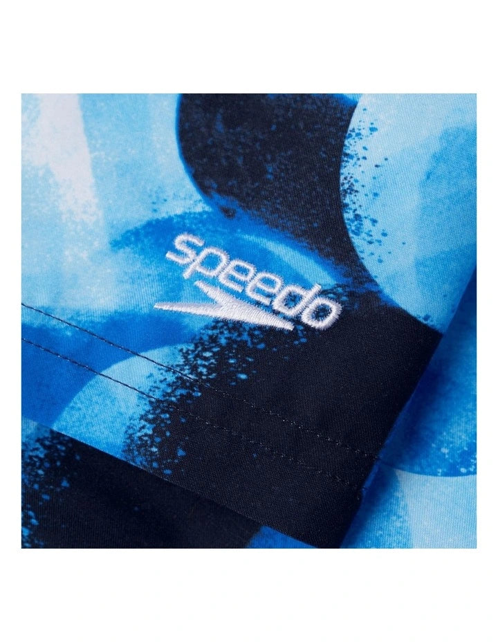 Speedo Boys Printed 15" Water Short - Black/Blue