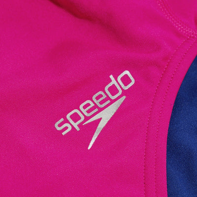 Speedo Womens Solid Vback One Piece - Electric Pink/Chroma Blue