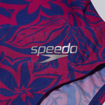 Speedo Womens Allover Digital Tie Back One Piece - Chroma Blue/Electric Pink