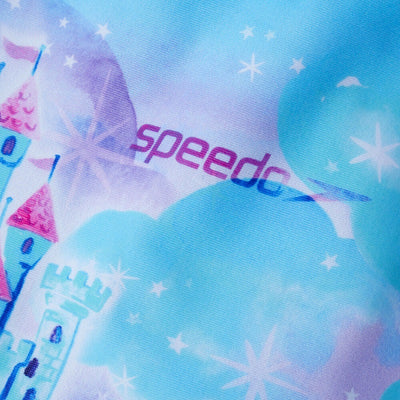Speedo Toddler Girls Long Sleeve Printed Rash Top - Indaco/Steel blue/Spearmint/Pink Splash