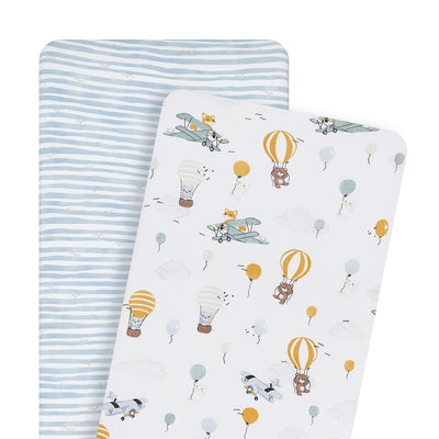 Living Textiles 2 Pack Bassinet Fitted Sheets - Up Up & Away