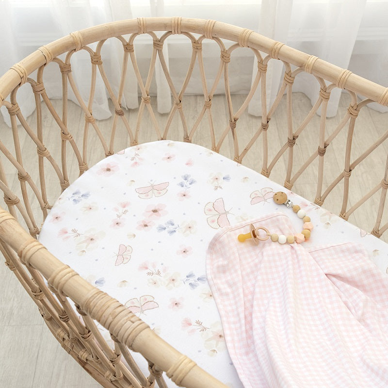 Living Textiles 2 Pack Bassinet Fitted Sheets - Butterfly Garden