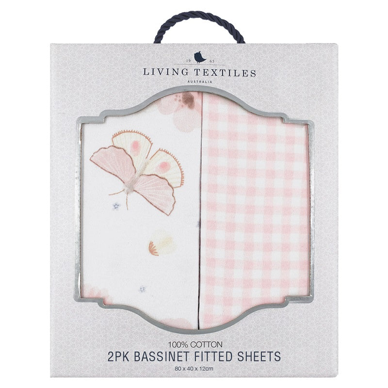 Living Textiles 2 Pack Bassinet Fitted Sheets - Butterfly Garden