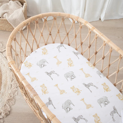 Living Textiles Jersey Bassinet Fitted Sheet 2 Pack - Savanna Babies