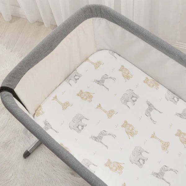 Living Textiles 2 Pack Bedside Sleeper Fitted Sheets - Savanna Babies