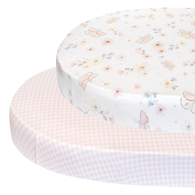 Living Textiles 2 Pack Oval Cot Fitted Sheets - Butterfly Garden