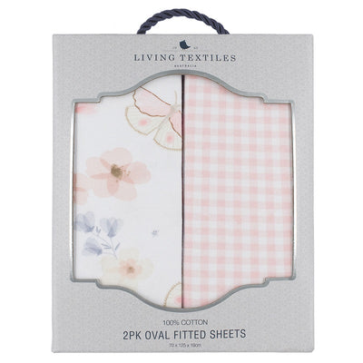Living Textiles 2 Pack Oval Cot Fitted Sheets - Butterfly Garden