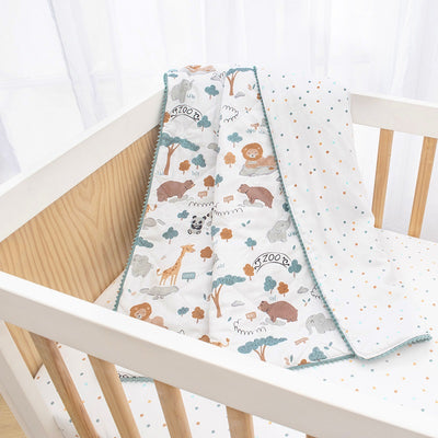 Living Textiles Quilted Reversible Cot Comforter - Day at the Zoo