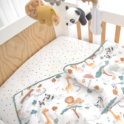 Living Textiles Quilted Reversible Cot Comforter - Day at the Zoo