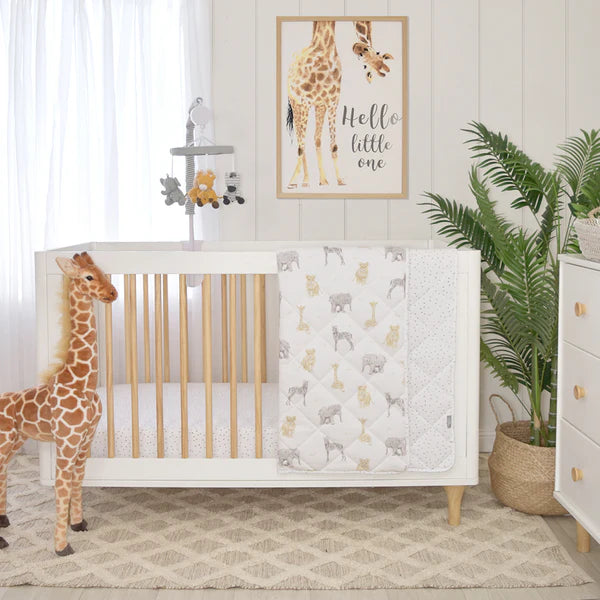 Living Textiles Jersey Quilted Cot Comforter - Savanna Babies