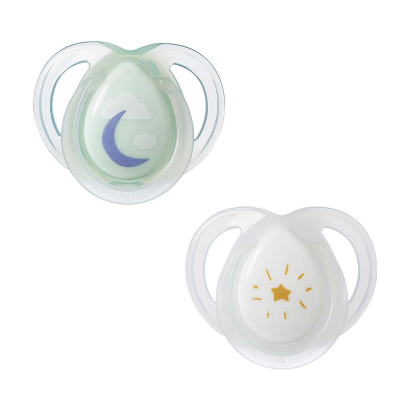 Tommee Tippee Closer To Nature Night Time Orthodontic Soothers 0-6 Months - Moon/Star Pack
