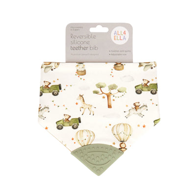 All 4 Ella Reversible Teether Bandana Bib With Silicone - Monkey