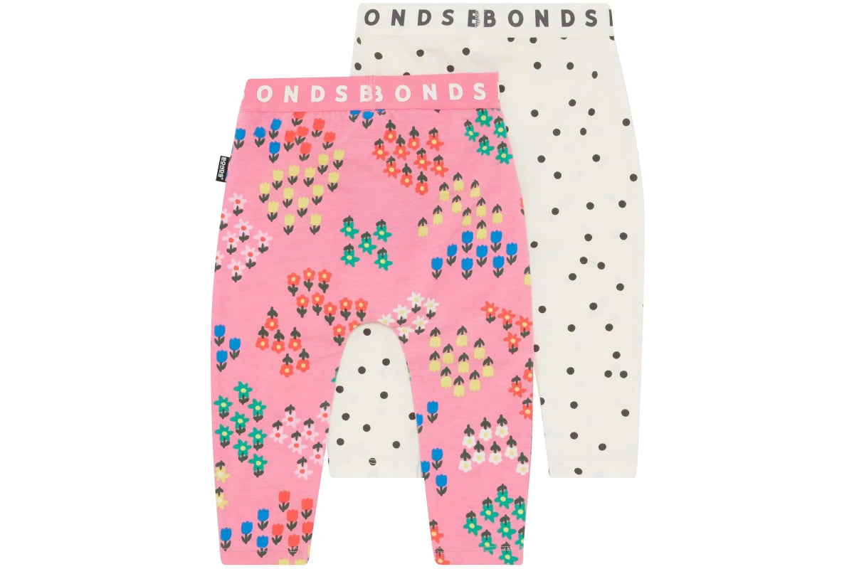 Bonds Roomies 2 Pack Legging - Blossomfield Pink/Spots