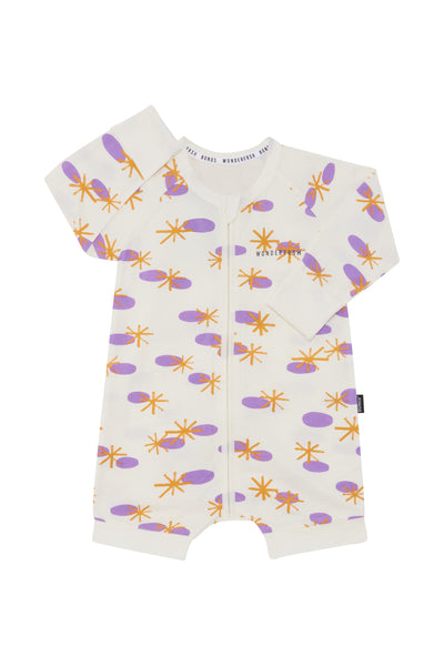 Bonds Wonderfresh Long Sleeve Romper - Lavender Meteor Shower