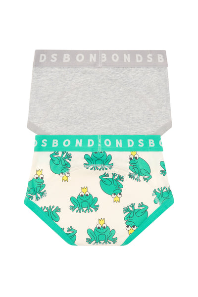 Bonds Whoopsies Toilet Training Undies 2 Pack - Froggy Fun Green/New Grey Marle