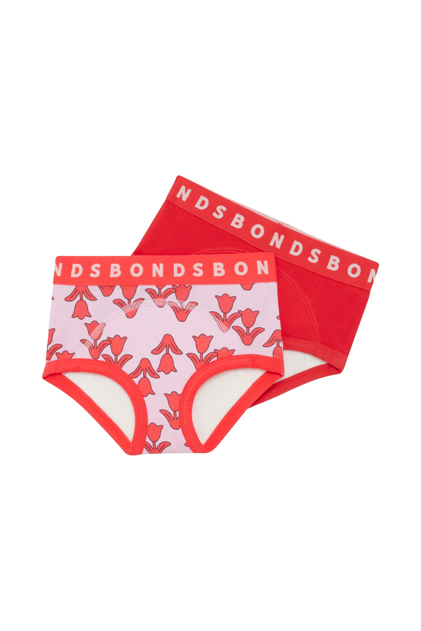 Bonds Whoopsies Toilet Training Undies 2 Pack - Tulip Buds/Strong Blush Red