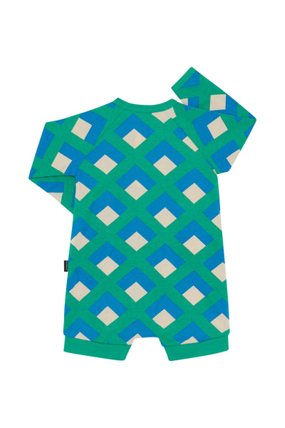 Bonds Short Leg Zip Wondersuit - Diamond Dazzle Green Blue