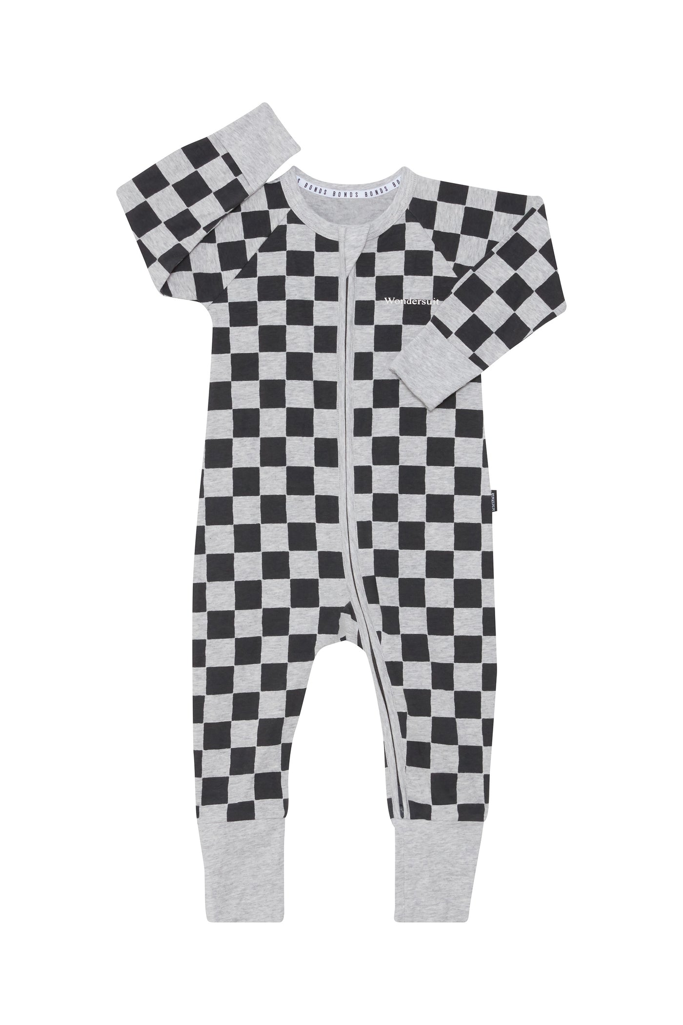 Bonds Zip Wondersuit - Check It Out / Black Grey Marle