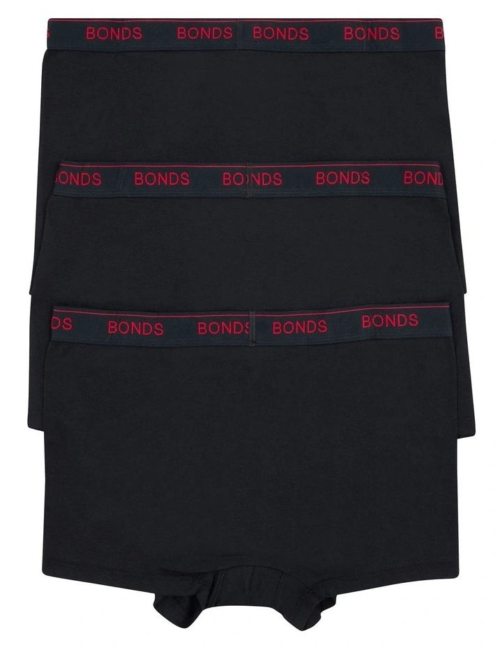 Bonds Men's Guyfront Trunk 3 Pack - Black