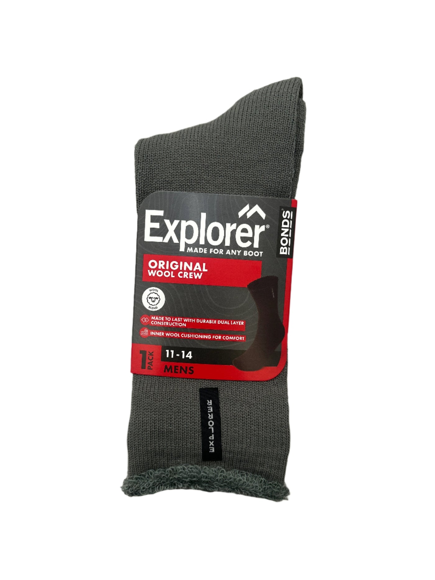 Bonds Explorer Men's Original Wool Socks 1 Pack - Sage 11+