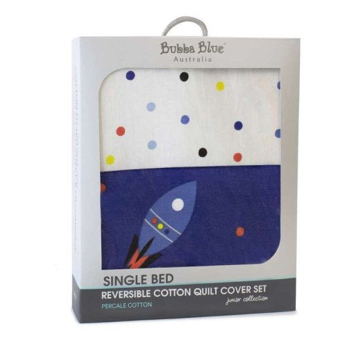 Bubba Blue Galactic Sky 225 Thread Count Cotton Quilt Cover Set - Single Bed