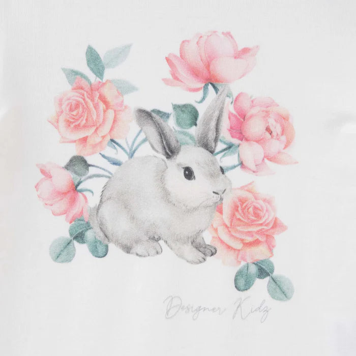 Designer Kidz Bunny Floral Lace Cuff Baby Bodysuit