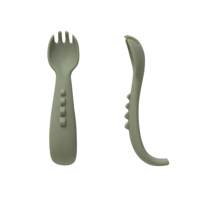 All 4 Ella Comfy Grip Silicone Forks 2 Pack - Olive